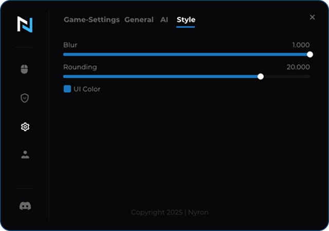Style tab of Nyron AI