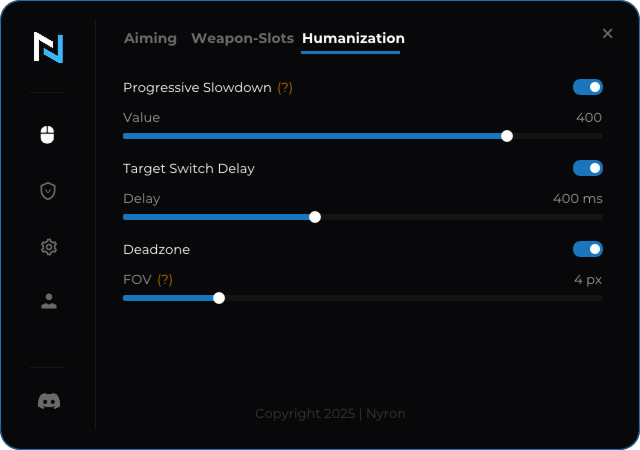 Humanization tab of Nyron AI