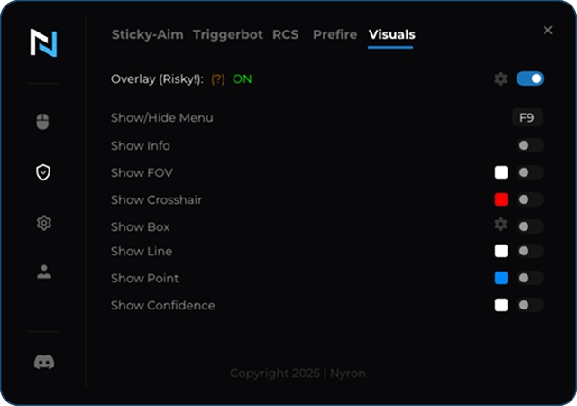 Visuals tab of Nyron AI