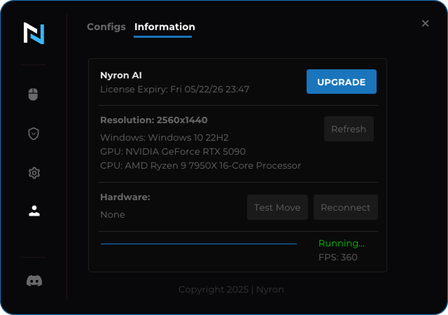 Information Tab of Nyron AI